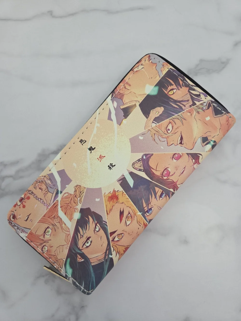 Peach Multicolor Anime Characters Graphic Long Zip Around Wallet - Picture 2 of 12